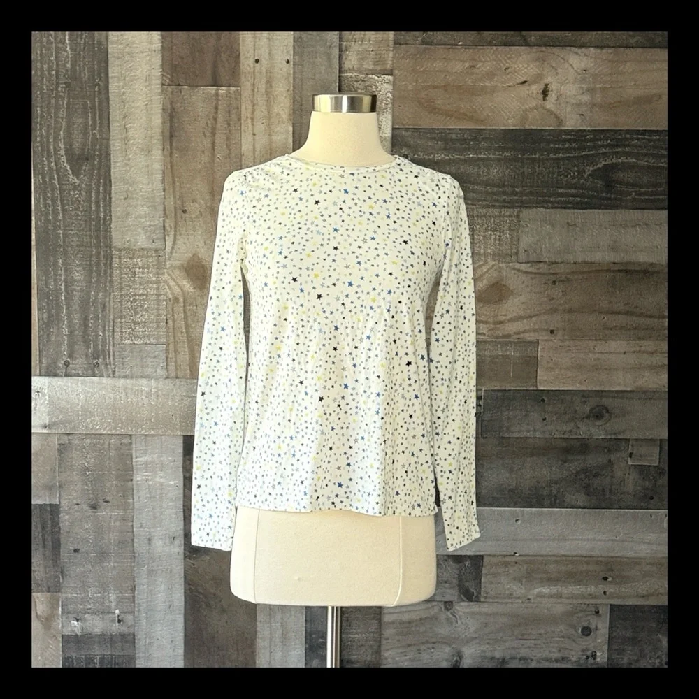 Lands’ End Kids long sleeve top girls large stars preppy girlhoodcore winter